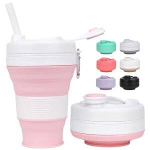 MOMAHUA 600ml Silikon Faltbarer Becher Rosa, BPA-frei, ideal für Reisen, Camping und Outdoor-Aktivitäten