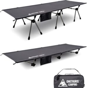 Faltbares Campingbett für Zelte, Outdoor-Aktivitäten und Gartenarbeit, mit belastbarer Konstruktion aus Aluminiumrahmen bis 150 kg, grau