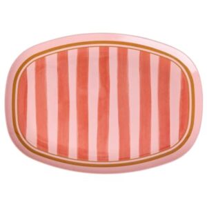 Rot gestreifter Melamin Teller für Kinder, BPA-frei und wiederverwendbar, ideal für Camping, Picknick oder Frühstück