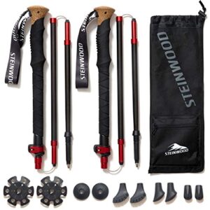 Hochmodulares Carbon Wanderstock, Trekking-Stöcke aus 100% hochmodularem Carbon, Ultraleicht mit Kork-Griff und Gummipuffer Set