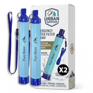 Tragbarer Wasserfilter fürs Überleben mit Aktivkohle, entfernt bis zu 99,9999% der Bakterien.