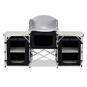 Campingküche Faltbar Campingschrank mit Aluminiumgestell Reiseküche Outdoor Camping Küche Küchenbox inkl. Tragetasche für Outdoor-Aktivitäten