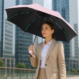 Winddichter Automatikschirm, Reisezubehör, automatisches Öffnen und Schließen, Strandschirm, Sonnenschutz und Regenschutz, rosa Farbe