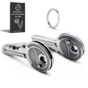 Multifunktionales Schlüsselmesser mit Edelstahlklinge und Schlüsselanhängerfunktion für Outdoor-Aktivitäten, Selbstverteidigung und Paketöffnung