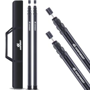 Zwei schwarze AVOFOREST Zeltstangen für Campingzelt, Teleskopierbarer Aluminium-Zeltstab, Höhe 87-280 cm, Sonnensegel-Stange Sturm-sicher und Wetterfest, Campingstangen für Tarp (2)