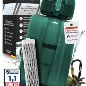 BERGKVIST Outdoor Wasserfilter Flasche FJÄLLKLAR (1l) mit Filter für sauberes Trinkwasser beim Campen, Wandern & Survival-Abenteuer