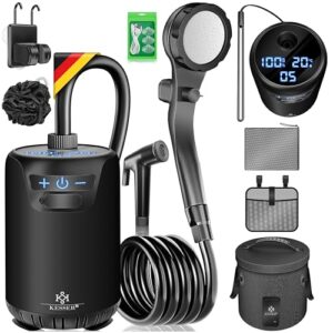 Camping-Dusche Set mit Solardusche, Pumpe und Akku 8000mAh für mobile Duschen bei Camping, Garten und Strand