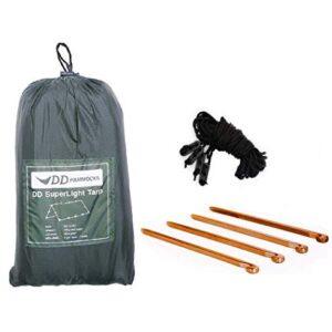 Unbeatable Leichtgewicht und Flexibilität - DD Hammock Superleichte Tarp in Olivgrün, 100% wasserdicht, Ripstop-Nylon, kompakt, ultraleicht & multifunktionale Regenplane für Camping, Rucksackreisen & Wandern