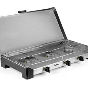 Enders Campingkocher BRISBANE 3 Z, Gaskocher mit drei Brennern aus Edelstahl und integrierter Zündsicherung