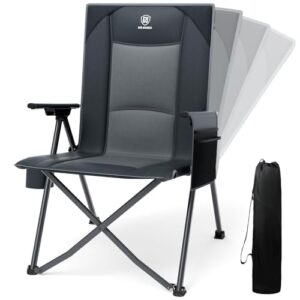 Faltbarer Campingstuhl mit Rückenverstellung in 4 Positionen, Belastbar bis 160kg, Klappstuhl Recliner für Camping und Garten