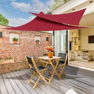 Jarolift Sonnenspiele Dreieck Gleichschenklige, Wasserabweisende, Sonnen-, Sichtschutz für Terrasse Garten Balkon, Polyestergewebe 400 x 400 x 400 cm Weinrot