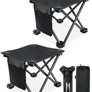 Zwei Campinghocker aus dem Set von KingCamp, ein faltbarer Hocker für Camping und Outdoor-Aktivitäten mit Traglast bis 180 kg, leichter und robuster Carbonstahlrahmen, wasserabweisender und schmutzresistenter Oxford-Stoff, rutschfeste Gummifüße