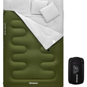 KingCamp Doppelschlafsack, Deckenschlafsack für 2 Personen, Winter Schlafsack mit Kissen und Tragetasche, ideal für Outdoor Camping und Erholung im Freien.