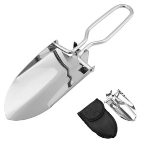 Klappspaten Klein, Mini Gartenschaufel, Edelstahl Camping Schaufel mit Gürtel Tasche