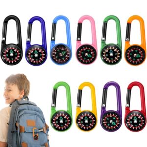 Glamifyr 10 Stück Kompass Kinder, bunter Mini Karabiner Compass für Camping und Freizeit