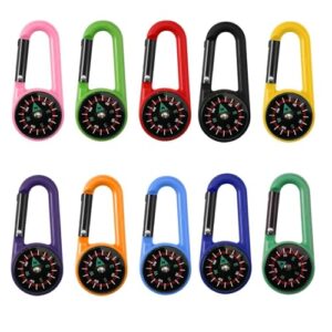 Kleiner Kompass für Kinder, 10-Stück Set mit Mini Schlüsselanhängern und Karabinern, nautische Instrumente für Outdoor-Aktivitäten wie Wandern oder Camping