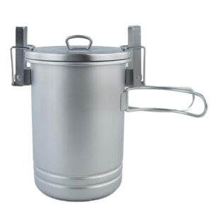 Kquepo Camping-Kochset für Outdoor-Picknicks und Reisen, Edelstahltopf, Multifunktionaler Camping-Pfannenzubehör, Lebensmittelbehälter mit Deckel und Becher