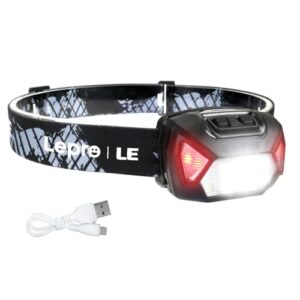 Lepro Stirnlampe LED Wiederaufladbar, 2000 Lux Superhell Kopflampe mit Rotlicht und 6 Lichtmodi, IPX4 Wasserdicht für Camping & Joggen