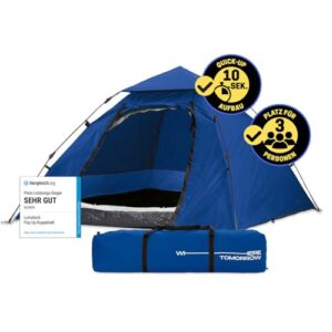Lumaland Pop Up Camping Zelt, 2-3 Personen, Kuppelzelt, Iglu-Zelt, Outdoor, Trekking & Festival Wurfzelt, leichte, wasserdichte und robuste Konstruktion, einfacher Aufbau