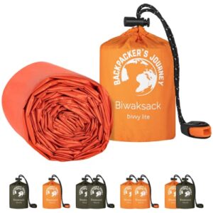Ultraleichter und wasserdichter Notfallschlafsack von Backpacker's Journey, ideal für Camping, Wandern und Abenteuer