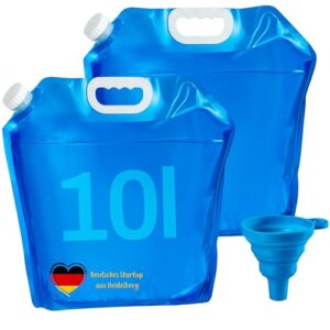 NPEX Wasserkanister faltbar 2x10L - Faltbarer Trinkwasserbehälter für Outdoor & Camping, BPA-frei und lebensmittelgeeignet