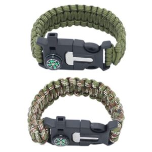 Paracord-Survival-Armband, 2 Stück mit Flint Fire Starter und Fallschirmseil Schnalle für Outdoor-Aktivitäten