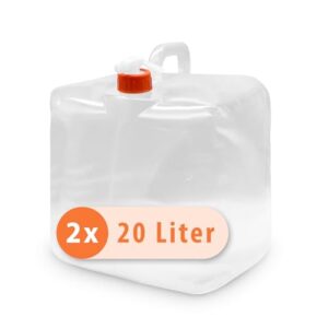 Pluvia Wasserkanister 20L Trinkwasser Set, faltbar, Notfallausrüstung mit Verschluss und Wasserhahn, transparenter Kanister für Reisen und Camping