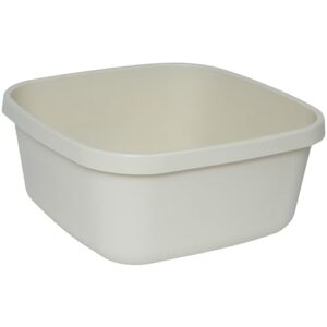 Beige Waschbecken Wanne Box - 2x Schüssel 9 Liter quadratisch 31x31x14cm - Plastikschüsseln für Camping, Lebensmittel-Lösung für die Spüle oder als Wasserschüssel im Outdoor-Bereich