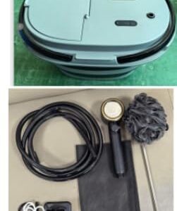 Tragbare Camping-Dusche mit integrierter Pumpe und 20-Liter-Wassereimer für Outdoor-Abenteuer, ideal für Camping und Reisen