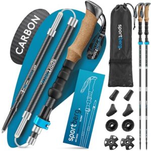 Faltbare Carbon-Wanderstöcke mit Naturkork-Griffen und hoher Stabilität für Wanderungen und Outdoor-Abenteuer