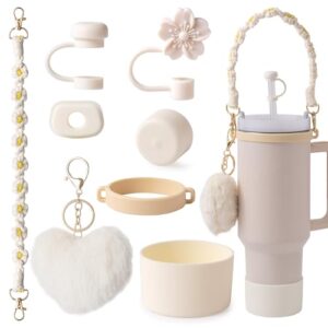 Stanley Cup Zubehör-Set mit Tragegriff, Strohhalmabdeckung, Auslaufsicherungsstopfen und flauschigem Anhänger