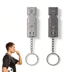 Notfallpfeife aus Metall, 2 Stück - Survival-Pfeife für den Außenbereich mit hoher Frequenz 150 dB, ideal für Camping und Wandern