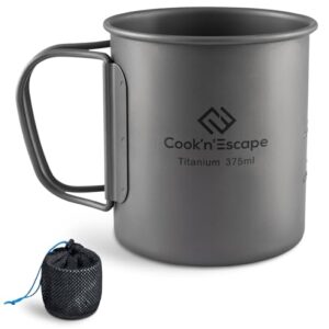 Ultraleichte Camping-Tasse aus Titan mit klappbarem Griff, ideal für Camping und Outdoor-Aktivitäten