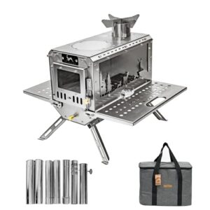 Tragbarer Edelstahl Holzofen mit Schornstein für Camping und Zelte, perfekter Begleiter für Ihre nächste Camping-Reise