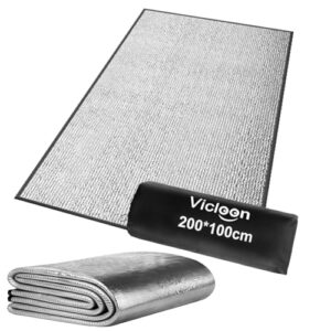 Vicloon Aluminium Isomatte Camping, 200x100 cm Alu Isomatte Schaummatten, Wasserdicht Thermomatte Bodenmatte, Lsoliermatte Lsolierdecke, Thermomatte Kompakt Leich für Camping Yoga Sport