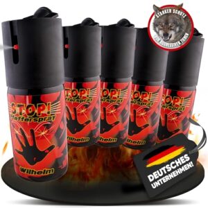Wilhelmi Pfefferspray 40 ml Tierabwehr Selbstverteidigung CS Gas KO Spray hochdosiert effektives Verteidigungsspray - 5 x Packung