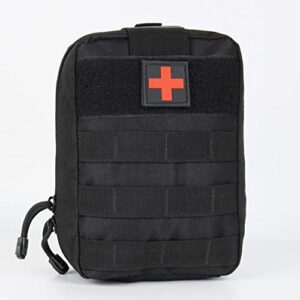Taktische First Aid Kit Tasche mit großem Vorrat, ideal für Outdoor-Aktivitäten wie Camping, Wandern und Airsoft-Spiele. Die Tasche ist aus strapazierfähigem Material gefertigt und bietet zwei Tragestraps sowie eine kleine Kompartimente für wichtige Gegenstände in Notfallsituationen.