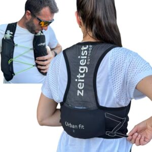 Zeitgeist Laufweste für Damen und Herren, Urban fit 2L, atmungsaktiv, ultraleichter Laufrucksack mit Trinkflaschenhalter