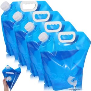 Faltbarer Wasserkanister mit Hahn, 4 Stück flexibler Wasserbehälter für Trinkwasserbeschaffung bei Camping- und Wanderungen