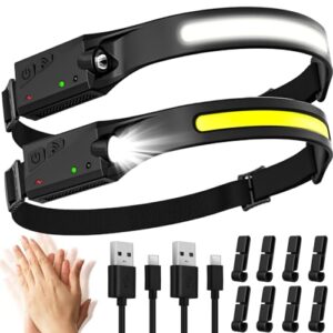 Zweifache Stirnlampe mit 2000 Lumen und 5 Lichtmodi, ideal für Camping, Laufen, Angeln und Joggen.