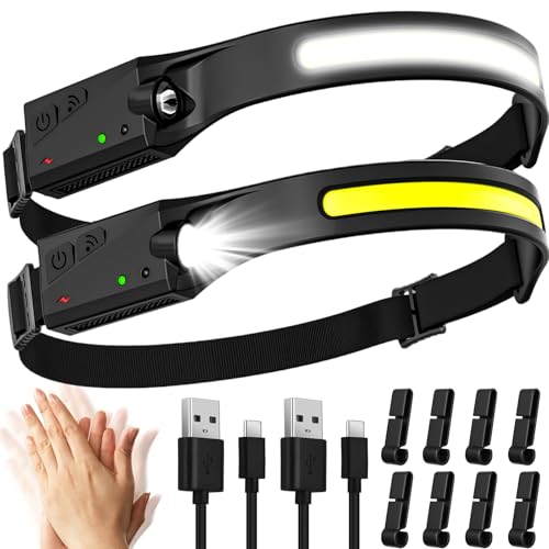 Zweifache Stirnlampe mit 2000 Lumen und 5 Lichtmodi, ideal für Camping, Laufen, Angeln und Joggen.