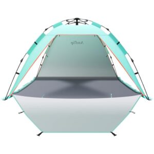 Automatisches Strandzelt für 3-4 Personen, Tragbares Sonnenschutz mit 3 erweiterbaren Türen und UPF 50+ Schutz