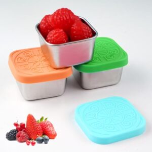Salat-Dressing-To-Go-Container, kleine Stahlstifte, lebensmittelchemische Silikon-Deckel, perfekt für piknicks und gesunde Mahlzeiten