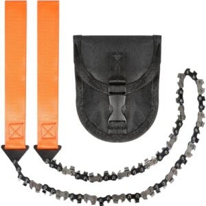 Robuste 33 Zähne Handkettensäge mit Gürteltasche für Survival, Camping und Outdoor-Aktivitäten. Carbonstahl Handsäge für den Einsatz im Freien.