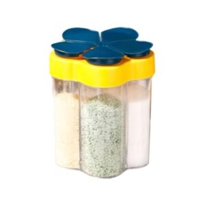 5-in-1 Gewürzstreuer Reise Airtight Aufbewahrungsbox mit 5 Fächern und Deckel Transparente Gewürzdosen für Küche Camping Grillen Picknick Outdoor Kochen Gewürzbehälter Organizer Spice Jars (Blau)