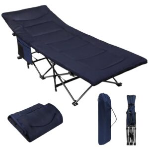 Campingbett Feldbett bis 200 kg, Seitentasche, Bequeme Auflage, Weich Gepolsterter Klappbarer Faltbarer Gästebett für Camping und Garten