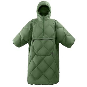 Tragbarer Schlafsack, recycelte Tragbare Decken-Poncho, warmer Schlafsack-Mantel mit Ärmeln für kalte Wetterbedingungen für Outdoor-Sportarten und Camping-Geschenke für Frauen und Männer, Grün