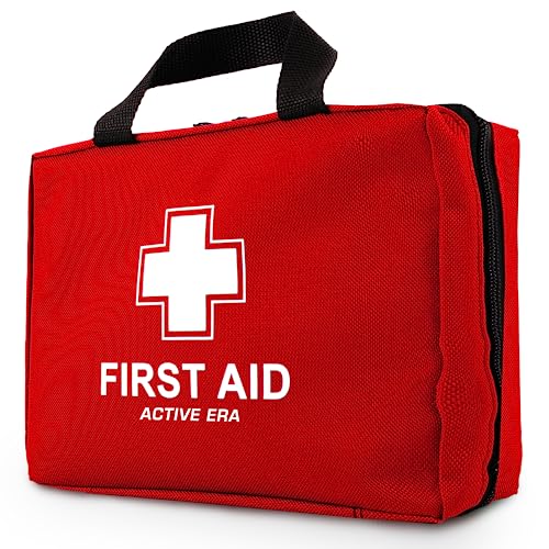 90-teiliges Erste Hilfe Set mit Sofort Kühlpacks, Augenspülung und Verbandsmaterial in einer kompakten und wasserabweisenden Tasche.