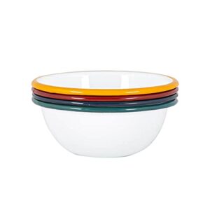 Argon Tableware weiße Emailleschalen, 16 cm Durchmesser, 4 Farben, Suppen und Desserts servieren