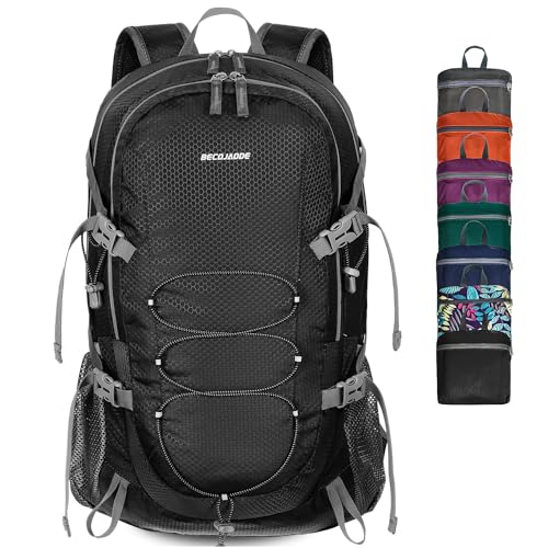 Ultraleichter Faltbarer Rucksack Wanderrucksack Herren Damen 40L Wasserdichter Reiserucksack für Wandern, Reisen, Radfahren und Klettern